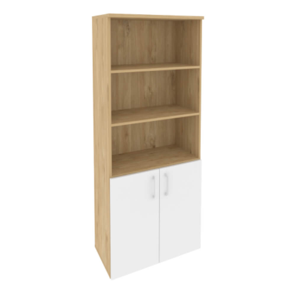 Шкаф высокий широкий комбинированный 800x420x1977 (Тиквуд Светлый/Белый Бриллиант, 800x420x1977)